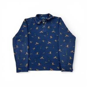 Polo Ralph Lauren Estate Rib Quarter-Zip Pullover Mallard Duck & Golfer Print